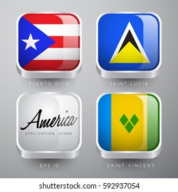 Set of World Flag Application Icons :  Vector Illustration