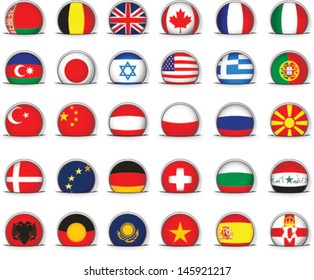 Set of world flags. All elements and textures are individual objects. Vector illustration scale to any size.