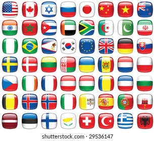Set of world flags. All elements and textures are individual objects. Vector illustration scale to any size.