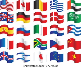 Set of world flags. All elements and textures are individual objects. Vector illustration scale to any size.