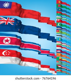 Set of world flags. High detailed 3d vector concept