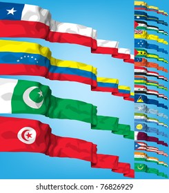 Set of world flags. High detailed 3d vector concept