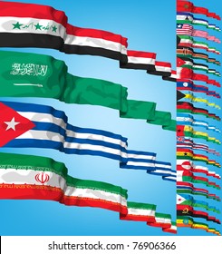 Set of world flags. High detailed 3d vector concept