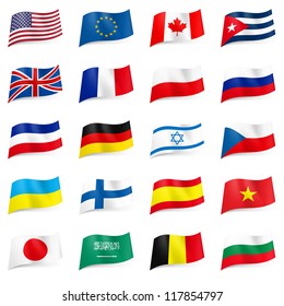 Set World flags icons. Illustration on white