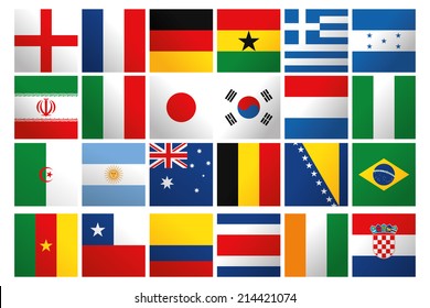 a set of world flags on a white background