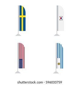 Set of world flags on a white background, Vector illustration