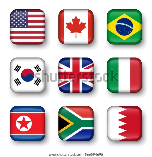 Set World Flags Quadrangular Badges Usa Stock Vector (Royalty Free ...