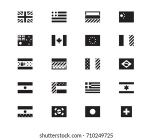 Set of World Flags vector icons on white background. USA, United Kingdom, European Union. Vector illustration.