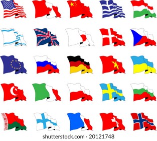 Set of world flags, vector illustration