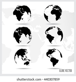 Set of world globe, vector illustration.