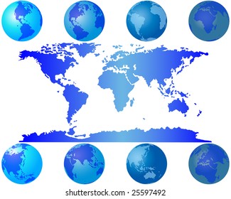 Set of world globes for design use
