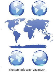 Set of World Globes - Each globe is on it's own layer for easy editing - map is also on it's own layer