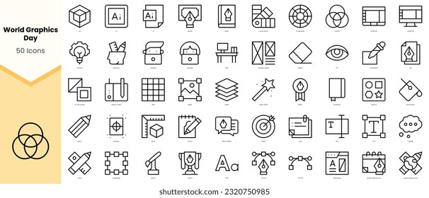Set of world graphics day Icons. Simple line art style icons pack. Vector illustration