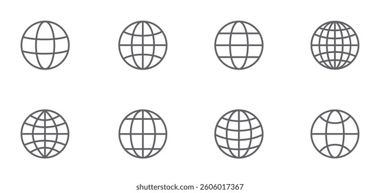 Set of world icon. Globe Symbol, web logo, world wide web, earth, planet. Vector illustration.