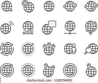 set of world icons, global, globe, network, connection, location