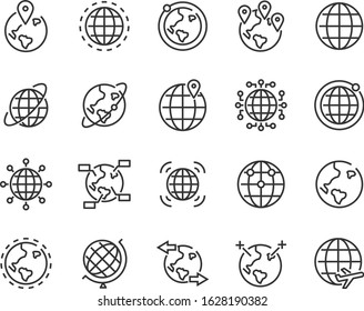 set of world icons, global, globe, connect, travel, map