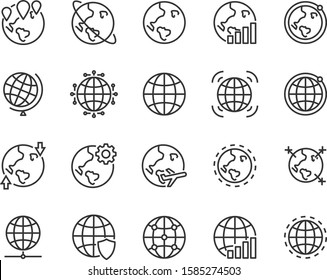 set of world icons, global, network, location