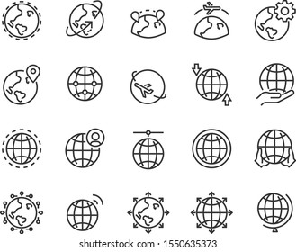set of world icons, globe, global, network, location, map, connection