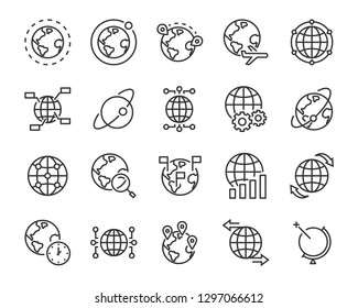 set of world icons, such as global, globe, pin, circle, earth, map
