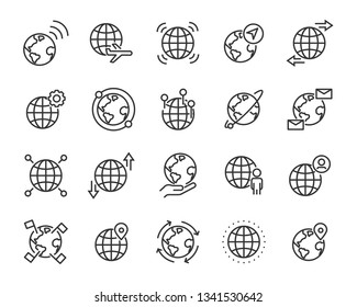 set of world icons, such as global, globe, pin, circle, earth, map