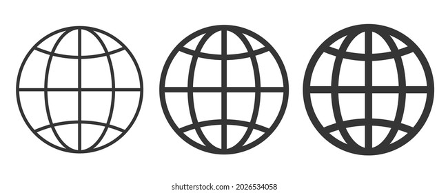 Conjunto de iconos del mundo - vector. Iconos del planeta negro. Icono de globo en estilo plano, aislado.