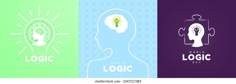 Set of World Logic Day Greeting Card Poster Designs, celebrated on January 14. Editable Vector Illustration. EPS 10