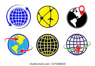 set of world map globe icon isolated