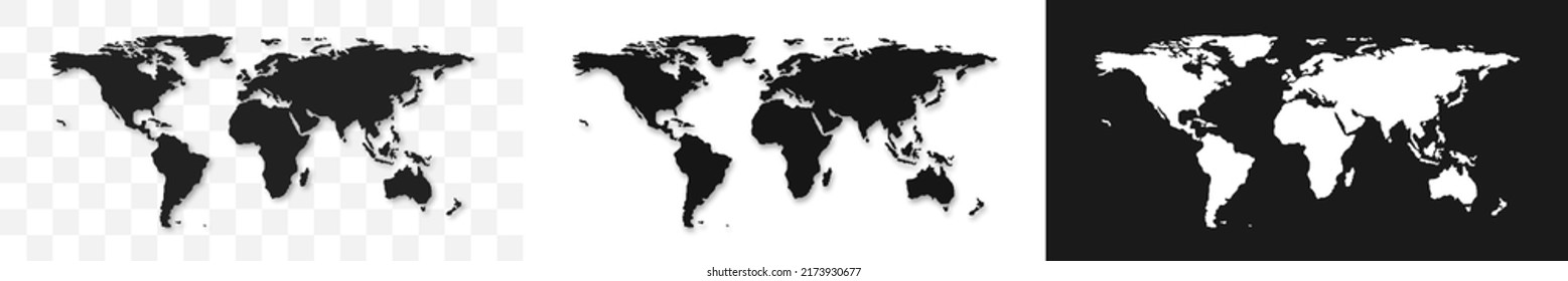 Set of world map. World map on different background. Vector isolated illustration. EPS 10.