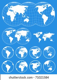 Set of world maps