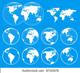 Set of world maps