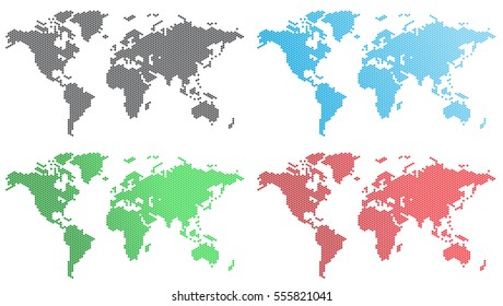 Set World Maps Hexagons Stock Vector (Royalty Free) 555821041 ...