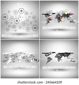 Set of world maps in perspective, infographic vector templates for business design.