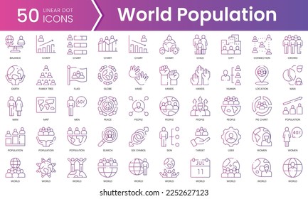 Set of world population icons. Gradient style icon bundle. Vector Illustration