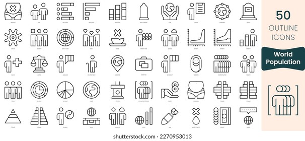 Set of world population icons. Thin linear style icons Pack. Vector Illustration