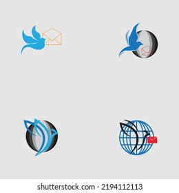 set of World Post Day logo with post box (mail box) icon design and world map background