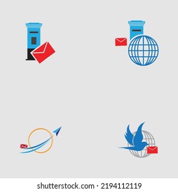 set of World Post Day logo with post box (mail box) icon design and world map background