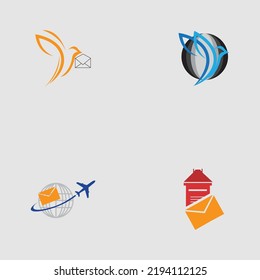 set of World Post Day logo with post box (mail box) icon design and world map background