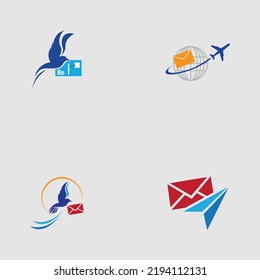 set of World Post Day logo with post box (mail box) icon design and world map background
