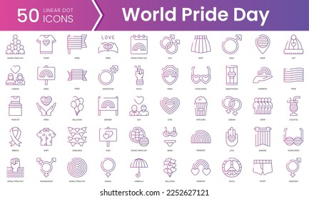 Set of world pride day icons. Gradient style icon bundle. Vector Illustration