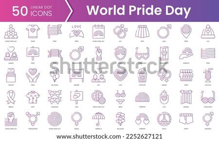 Set of world pride day icons. Gradient style icon bundle. Vector Illustration