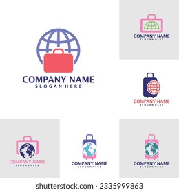 Conjunto del vector de diseño del logotipo World Suite. Concepto de plantilla de diseño de logotipo en mayúsculas