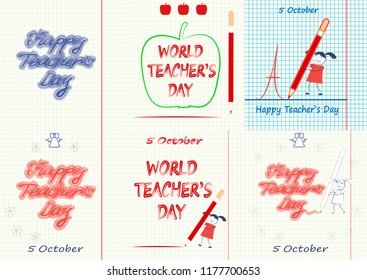 Set of World Teachers Day, Happy Teacher's Day.