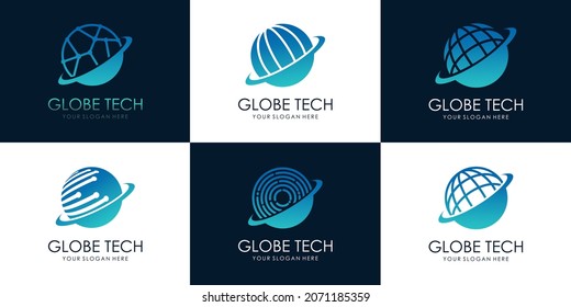 set of World Technology Logo Design Template