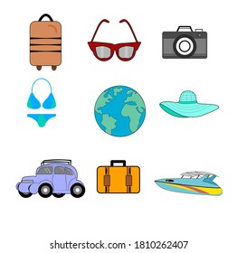 Set world tourism day  vector  happy on holiday day.