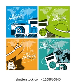 Set of world travel cards