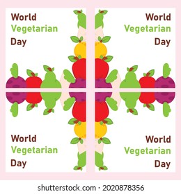 set of world vegan day, healthy food background design template
