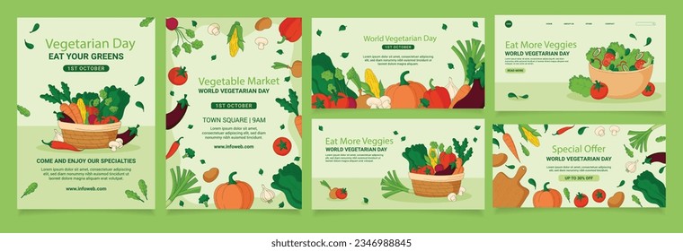 set of world vegetarian day template design.