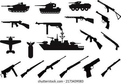 Set of world war 2 silhouettes collections