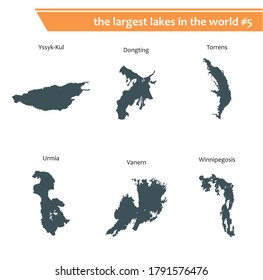 Set of the world's largest lakes vector illustration
