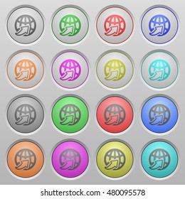 Set of worldwide plastic sunk spherical buttons.